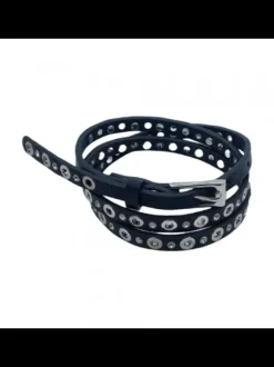 ADJUSTABLE BELT WITH SILVER EYELETS