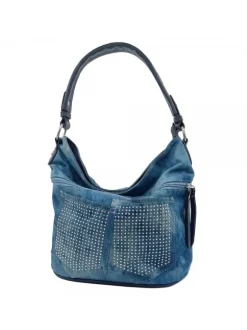 Bag in Washed Denim with Silver rhinestone applications - BC014 DENIM