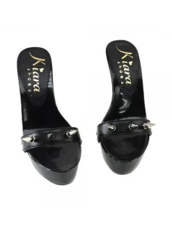 BLACK CLOG HEEL STUDS FETISH