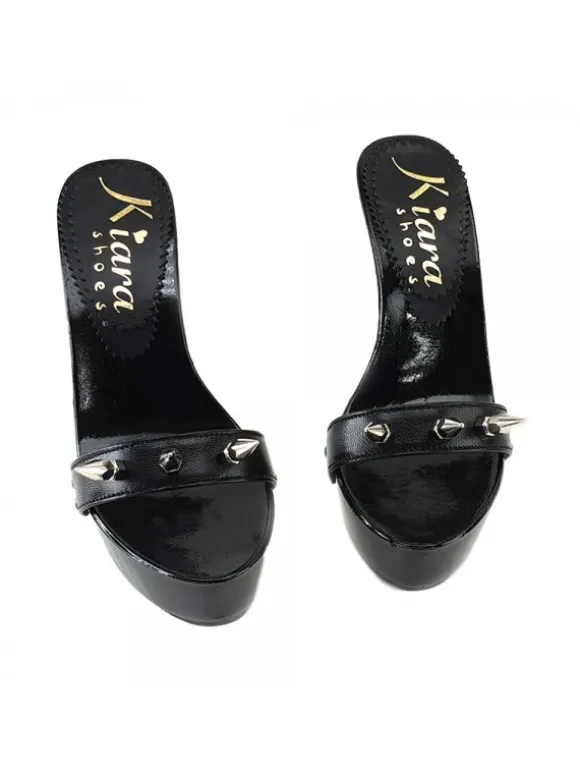 BLACK CLOG HEEL STUDS FETISH