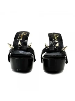 BLACK CLOG HEEL STUDS FETISH