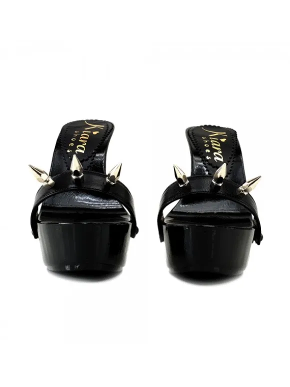 BLACK CLOG HEEL STUDS FETISH