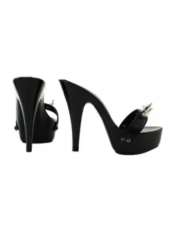 BLACK CLOG HEEL STUDS FETISH