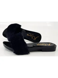 BLACK CLOGS FUR