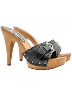 BLACK CLOGS LASERED BAND AND BUCKLE