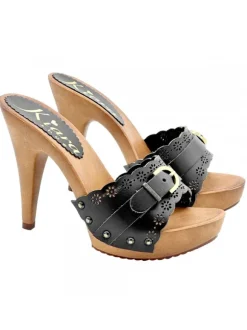 BLACK CLOGS LASERED BAND AND BUCKLE