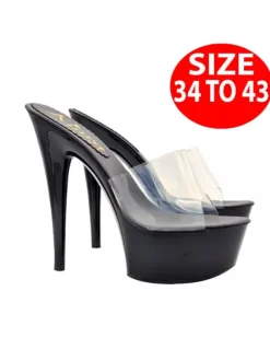 BLACK CLOGS TRANSPARENT BAND AND HEEL 15