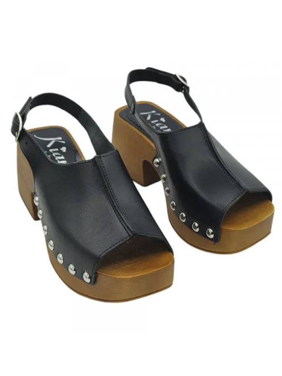 BLACK CLOGS WITH BACK STRAP