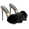 BLACK CLOGS WITH FUR AND HEEL 12