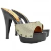 BLACK CLOGS WITH GLITTER GOLD BAND