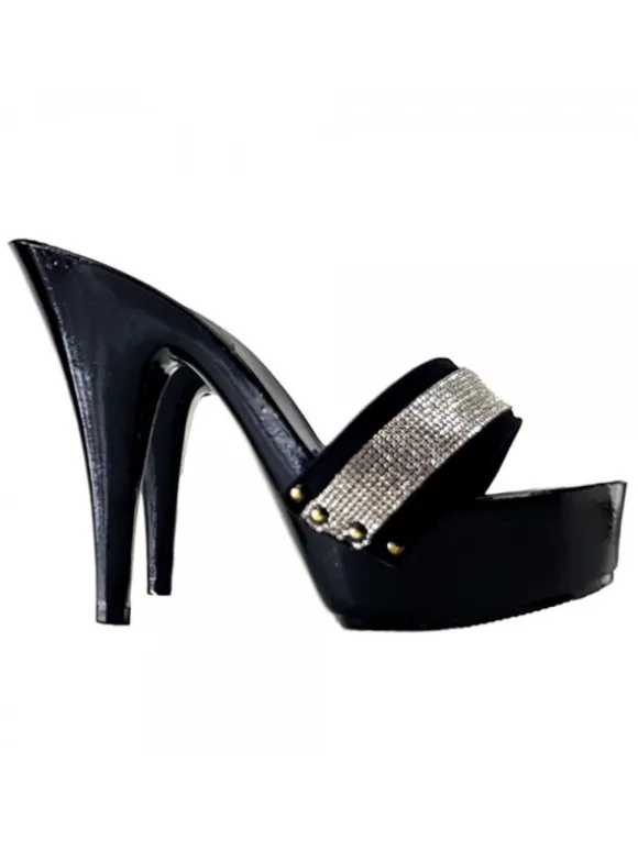 BLACK CLOGS WITH PASTE