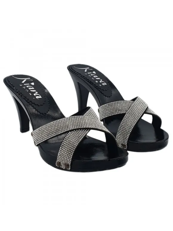 BLACK CLOGS WITH PASTE HEEL 9
