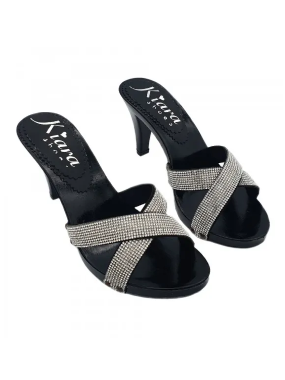 BLACK CLOGS WITH PASTE HEEL 9