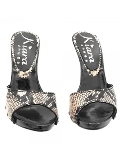 BLACK CLOGS WITH "PYTHON EFFECT" WHITE BAND
