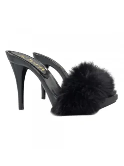 BLACK CLOGS WITH SYNTHETIC FUR