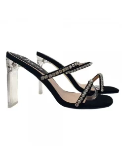 BLACK CRYSTAL SANDAL WITH PASTE HEEL 11