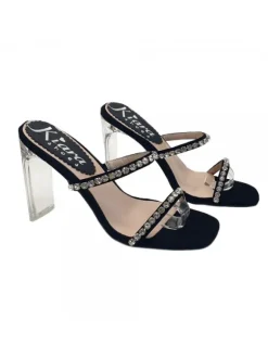 BLACK CRYSTAL SANDAL WITH PASTE HEEL 11