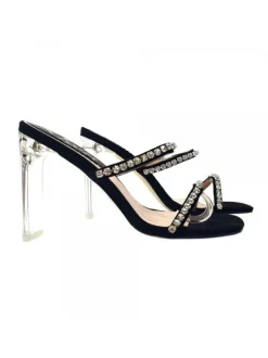 BLACK CRYSTAL SANDAL WITH PASTE HEEL 11