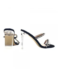 BLACK CRYSTAL SANDAL WITH PASTE HEEL 11