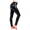 BLACK ELASTIC LEATHER PANTS