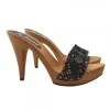 BLACK LEATHER CLOG HEEL 11