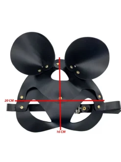 BLACK LEATHER MASK WITH REMOVABLE EARS