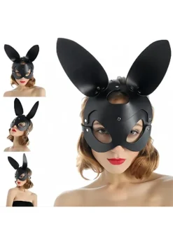 BLACK MASK WITH LONG REMOVABLE EARS