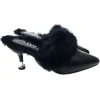 BLACK MULES WITH FUR