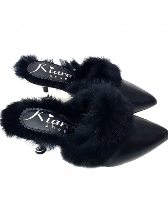 BLACK MULES WITH FUR