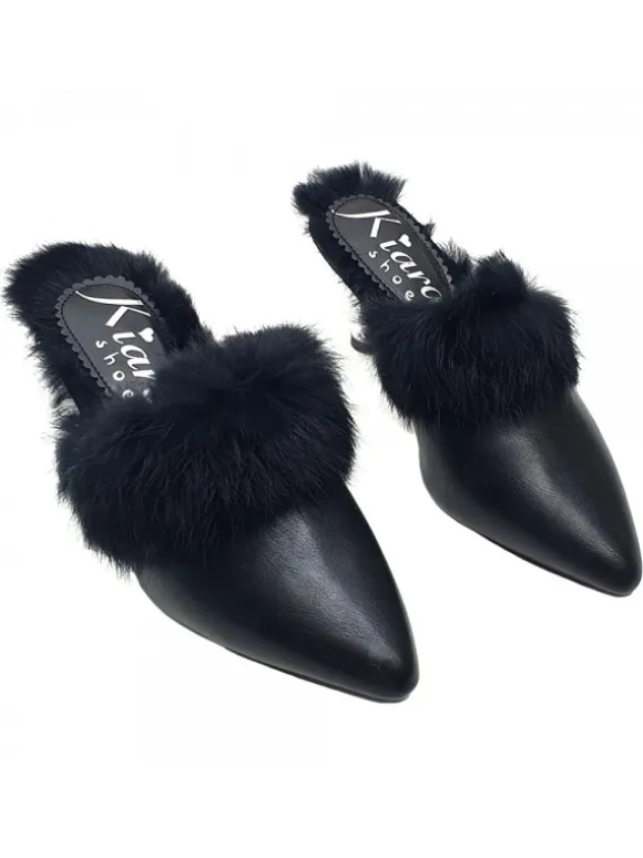 BLACK MULES WITH FUR