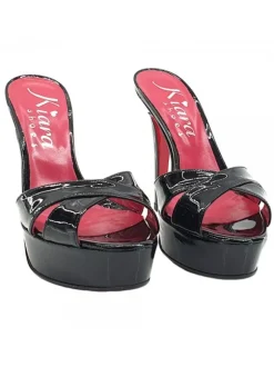 BLACK PATENT LEATHER SANDALS SIZE UP TO 44