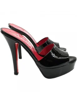 BLACK PATENT LEATHER SANDALS SIZE UP TO 44