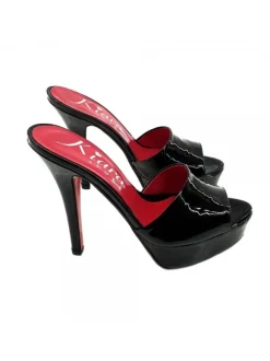 BLACK PATENT LEATHER SANDALS SIZE UP TO 44