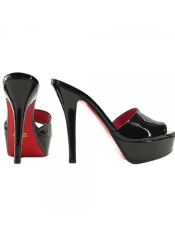 BLACK PATENT LEATHER SANDALS SIZE UP TO 44