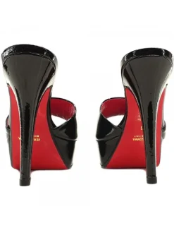 BLACK PATENT LEATHER SANDALS SIZE UP TO 44