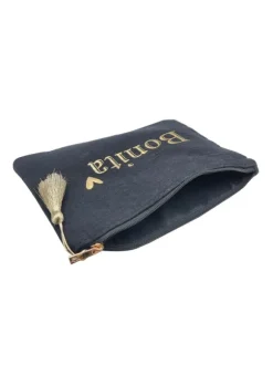 BLACK POCHETTE CASE WITH GOLD PRINT
