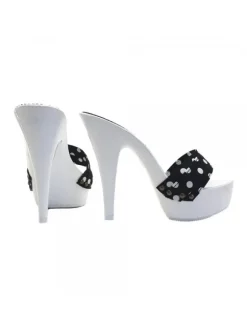 BLACK POLKA DOT CLOGS HEEL 13