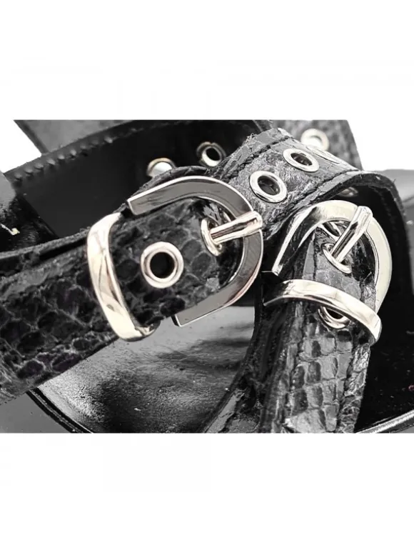 BLACK "PYTHON EFFECT" CLOGS WITH HIGH HEEL