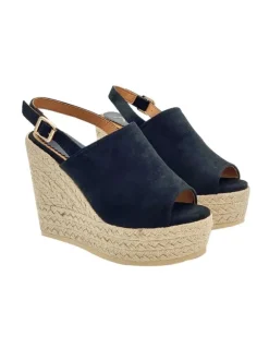 BLACK ROPE WEDGE IN SYNTHETIC SUEDE