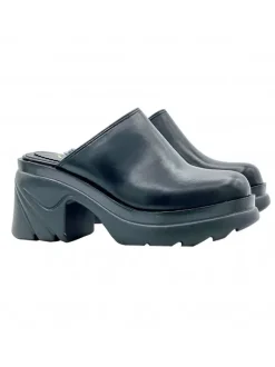 BLACK SABOTS WITH HEEL 8 CM