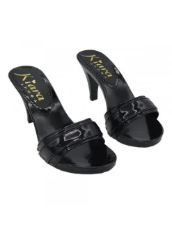 BLACK SANDAL WITH FUR AND COMFORTABLE HEEL