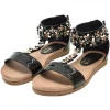 BLACK SANDALS WITH FLOWERS