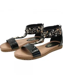 BLACK SANDALS WITH FLOWERS