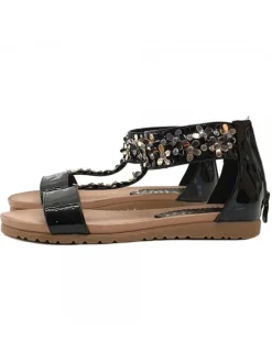 BLACK SANDALS WITH FLOWERS