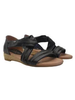 BLACK SANDALS WITH LOW HEEL IN ROPE