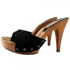 BLACK SUEDE CLOGS WITH HEEL 11