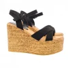 BLACK SUEDE WEDGE SANDALS