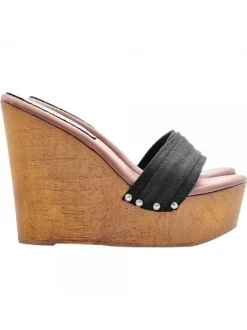 BLACK WEDGE WITH HEEL 13 CM