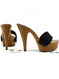 BLACK WOMAN CLOGS HEEL13 CM