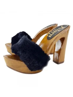 BLACKS CLOGS FUR SYNTHETIC
